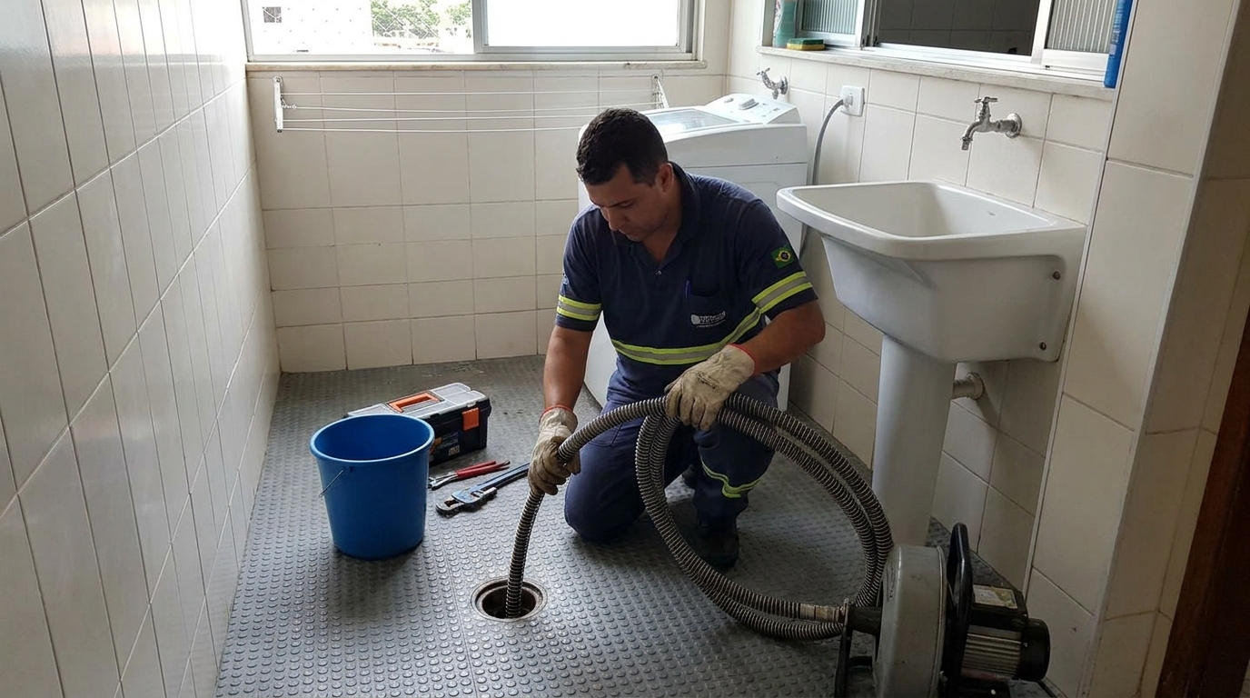 Desentupimento de ralo residencial em Praia Grande‑SP